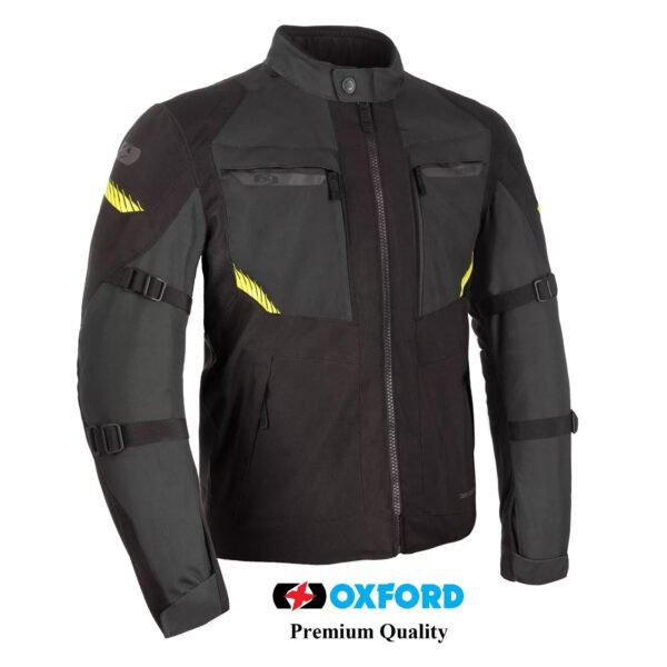 Oxford Toronto 1.0 Waterproof Adventure Motorcycle Jacket Black Green Fluo